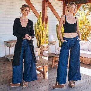 Free People Equinox Denim Trousers Ritual Blue